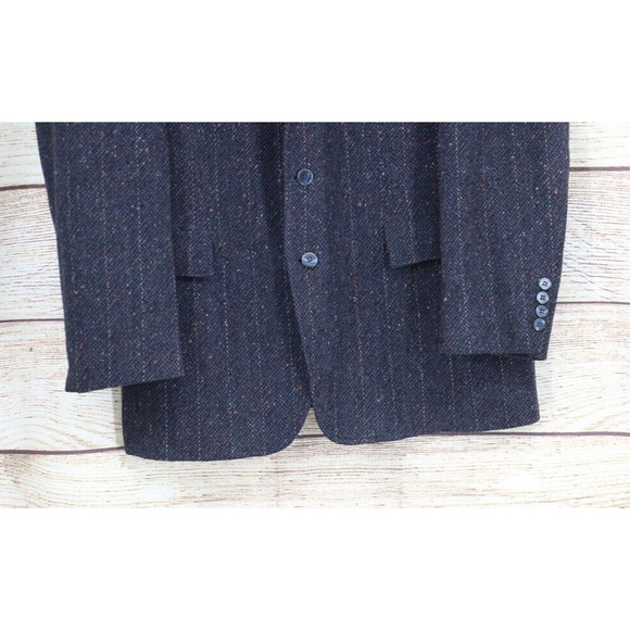 VINTAGE David Hunter Mens Tweed Wool Suit Sport Jacket Blazer Size 44R Navy Blue - Picture 4 of 10